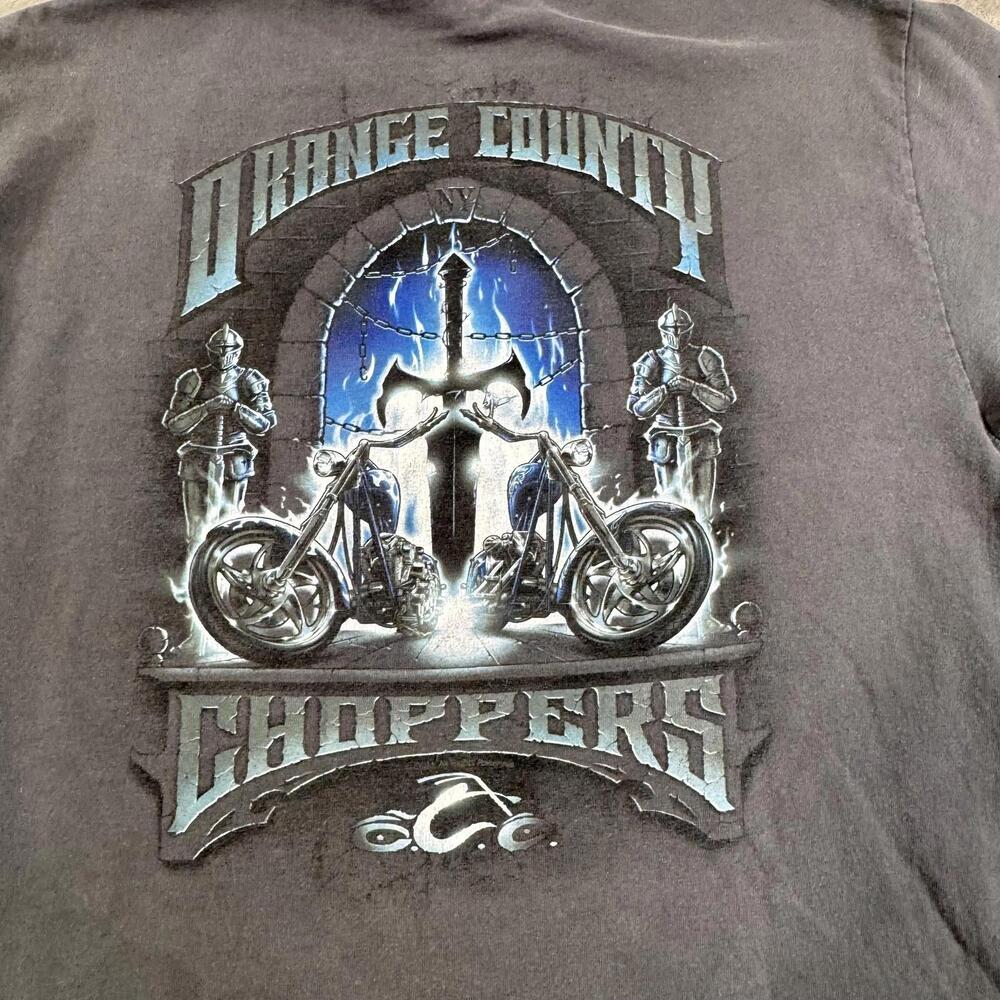 Orange County Choppers Shirt Mens Large Gray Graphic Motorcycle Biker Two Sided